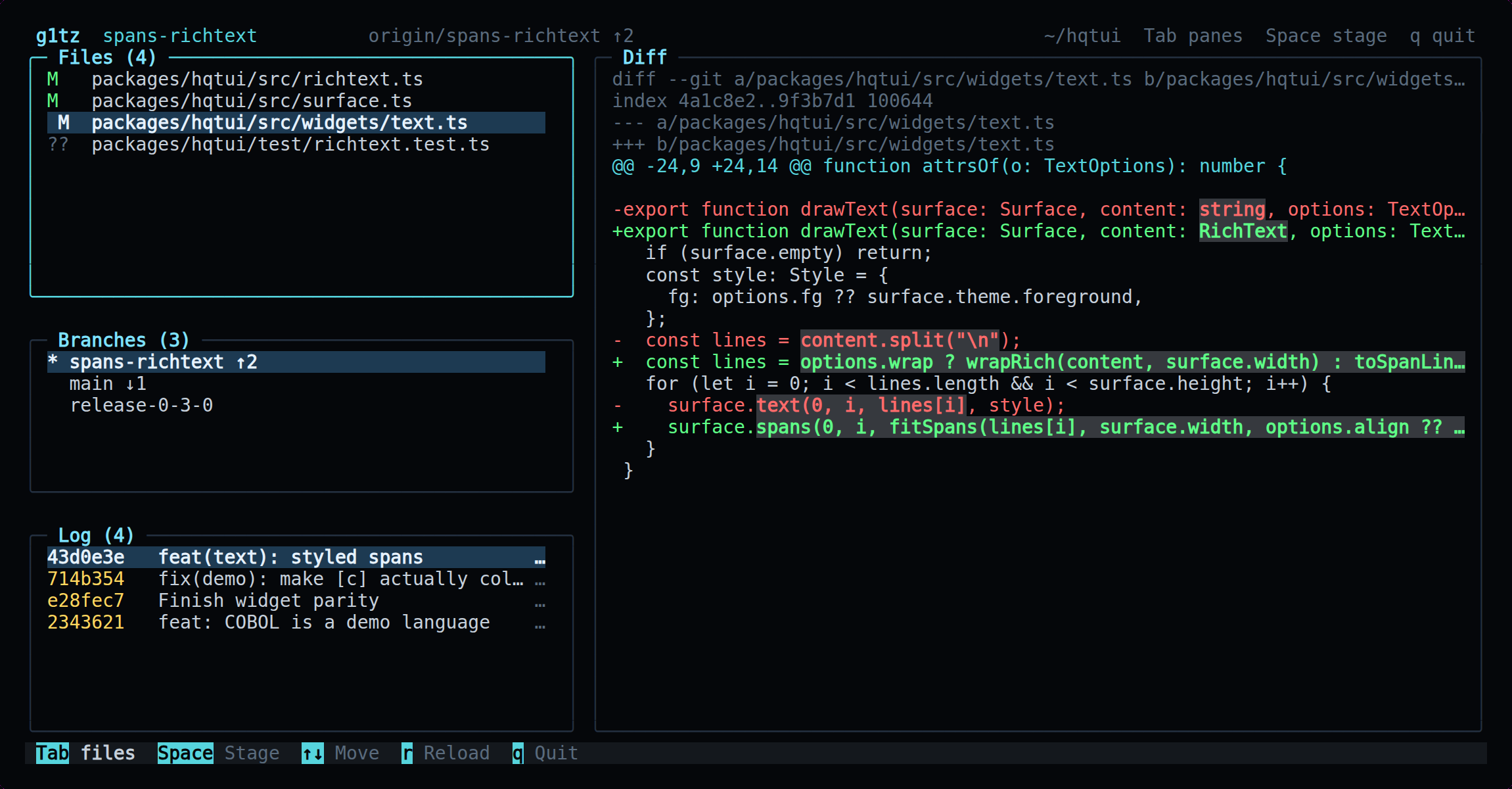 g1tz — A git TUI that shows you the repository