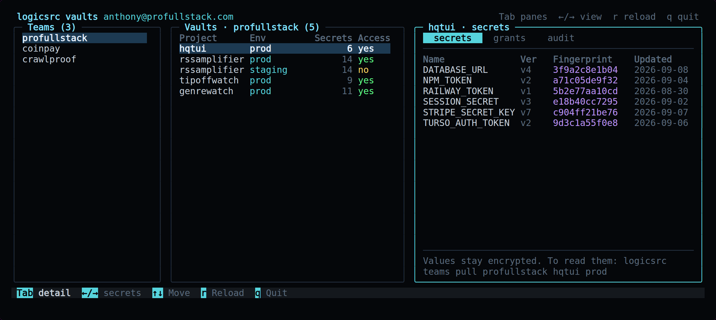 logicsrc — Team vaults, without the plaintext